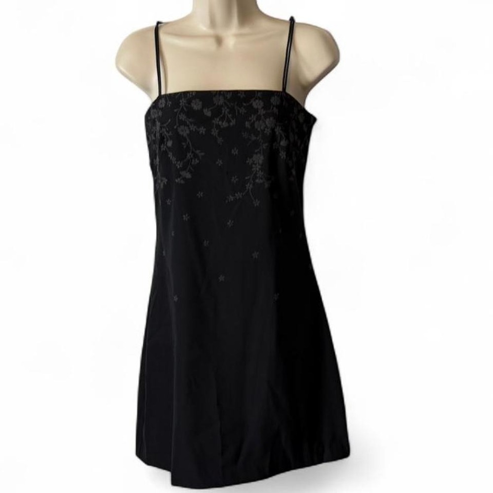 Vintage 90s/Y2K Byer Too! Black‎ Floral Mini Dress, Size 7